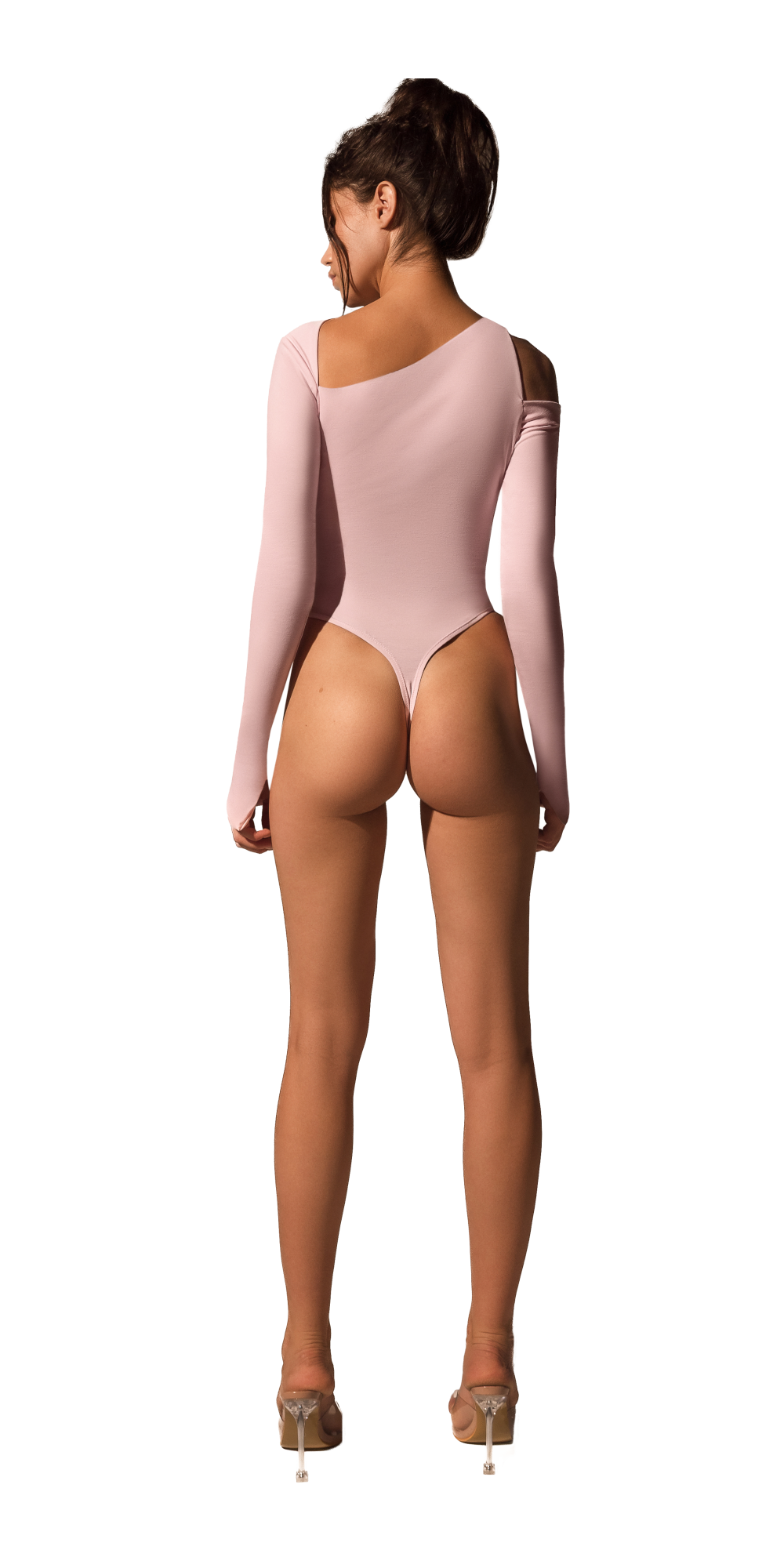 Offset bodysuit in Pink