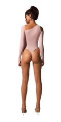 Offset bodysuit in Pink