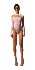 Offset bodysuit in Pink