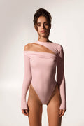 Offset bodysuit in Pink