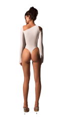 Offset bodysuit in milk