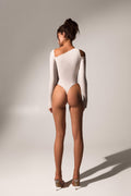 Offset bodysuit in milk