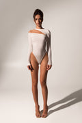 Offset bodysuit in milk