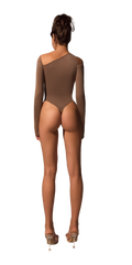 Offset bodysuit in taupe