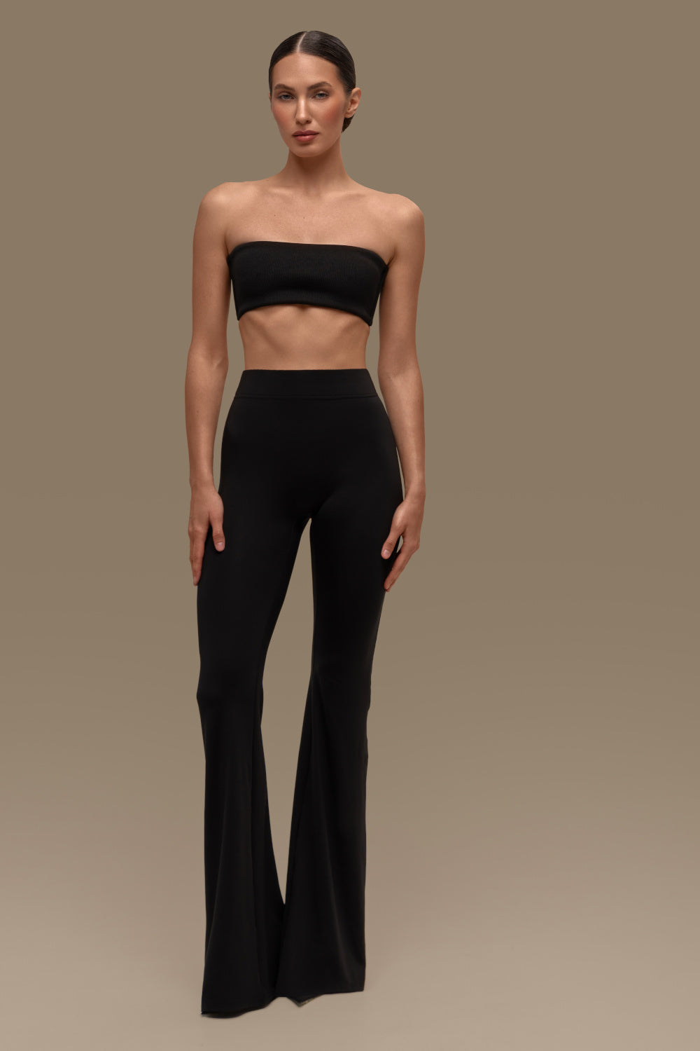 Flared pants matte black