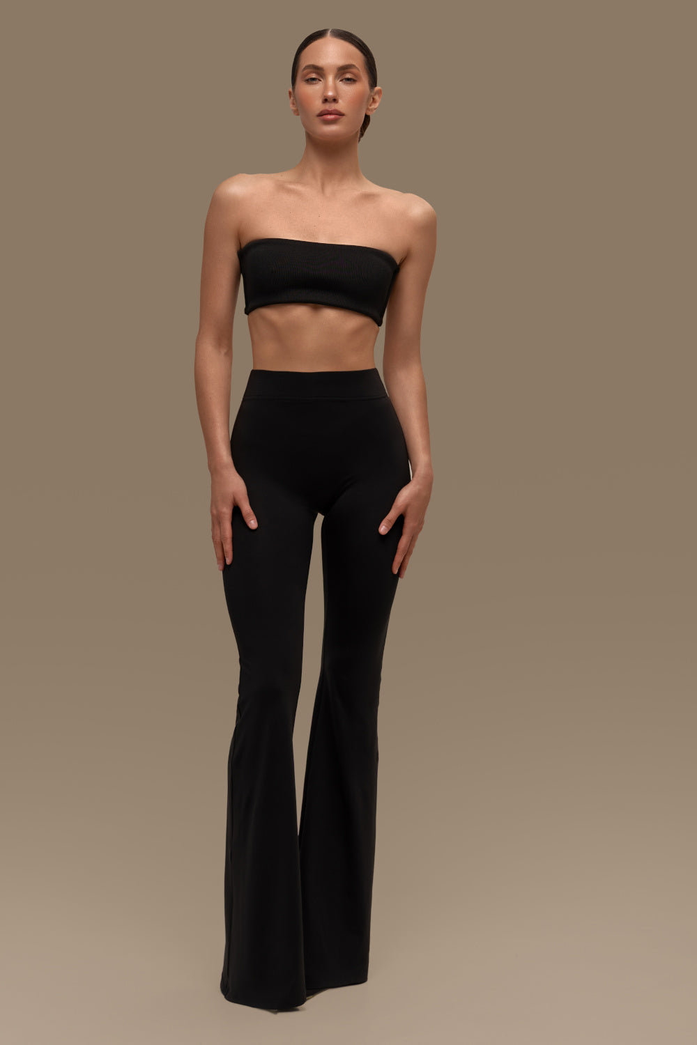 Flared pants matte black