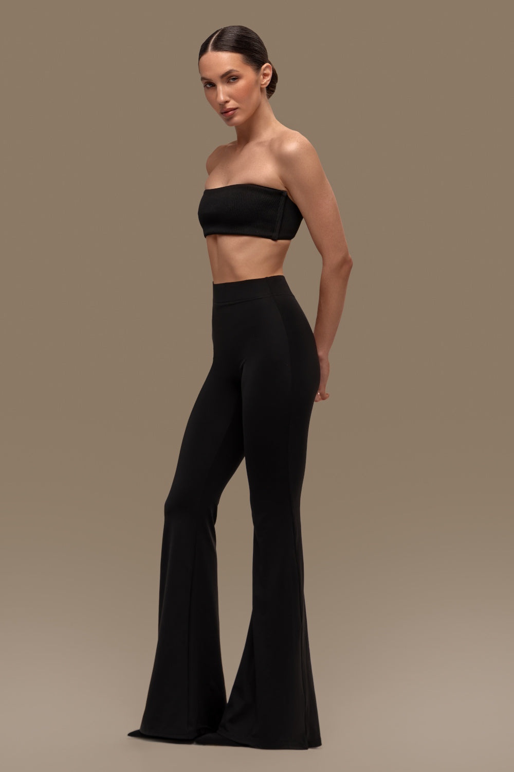 Flared pants matte black